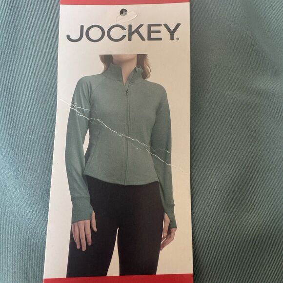 Jockey Womens Medium Artic Blue Full Zip Front Tulip Hem Yoga Active Jacket New - Picture 5 of 9